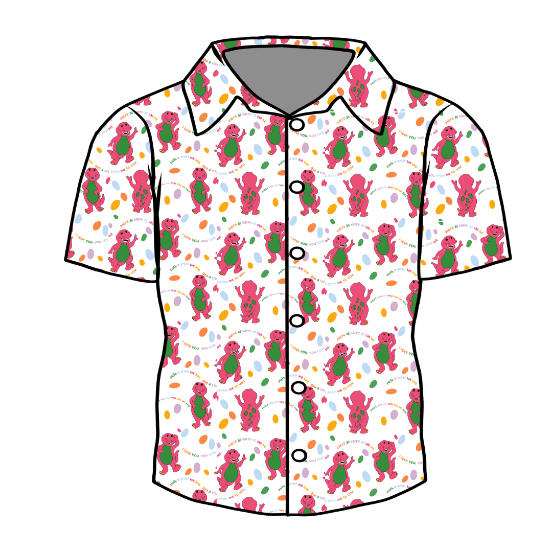 Dino Vintage Sheet - Twilight Men's Button Down Bamboo - Pre Order