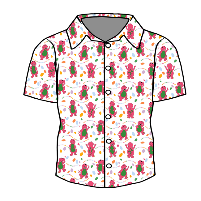 Dino Vintage Sheet - Twilight Men's Button Down Bamboo - Pre Order