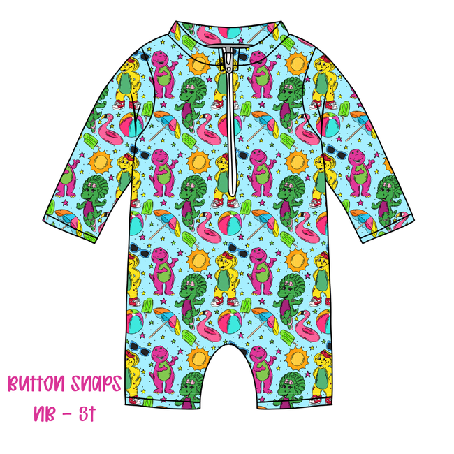 Backyard Adventures Zippered Long Sleeve Swimsuit - Pre Order