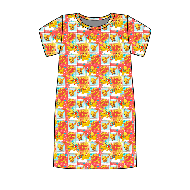 Retro Robot Adventures Poppy Oversized Sleep Shirt Bamboo - Pre Order