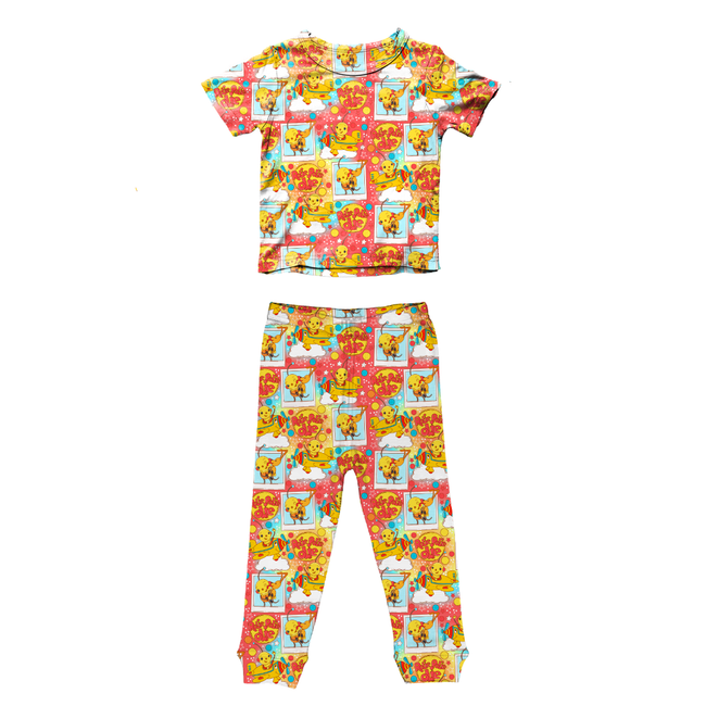 Retro Robot Adventures Cozy Bamboo Short Sleeve Pants Set - PRE ORDER