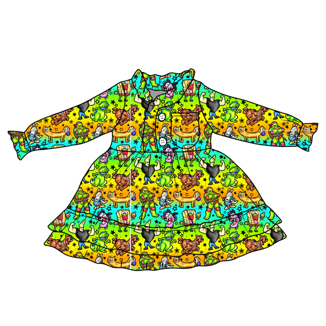 Cartoons Emerald Bamboo Long Sleeve Lounge Dress - PRE ORDER