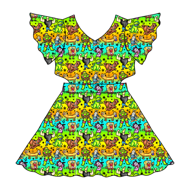 Cartoons Whimsical Cut Out Dress - Knit - Pre Order