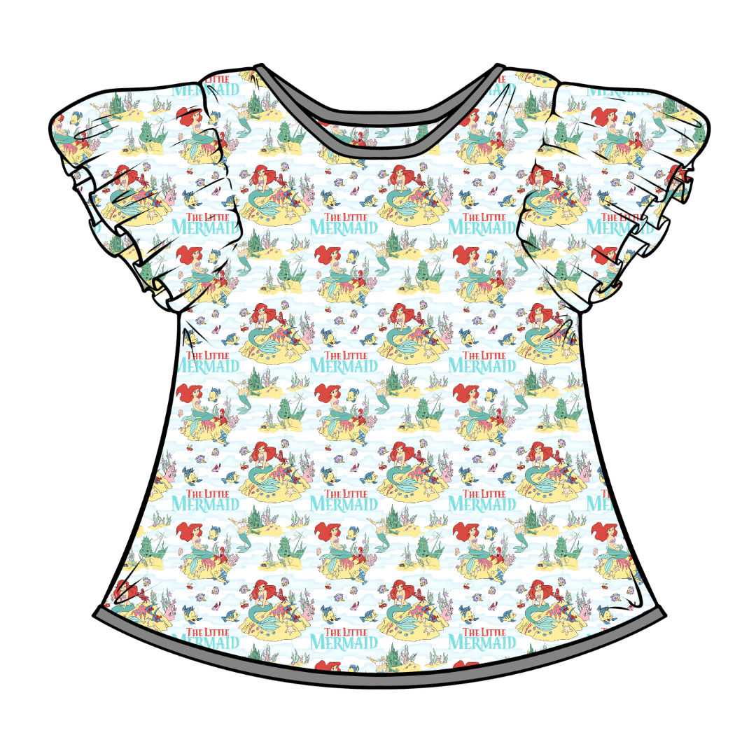 Mermaid Dreams - Moon Short Sleeve Flutter Bamboo Shirt - PRE ORDER