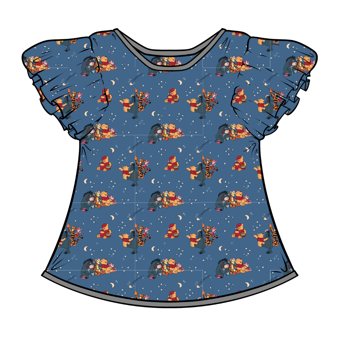Hunny Dreams - Moon Short Sleeve Flutter Bamboo Shirt - PRE ORDER