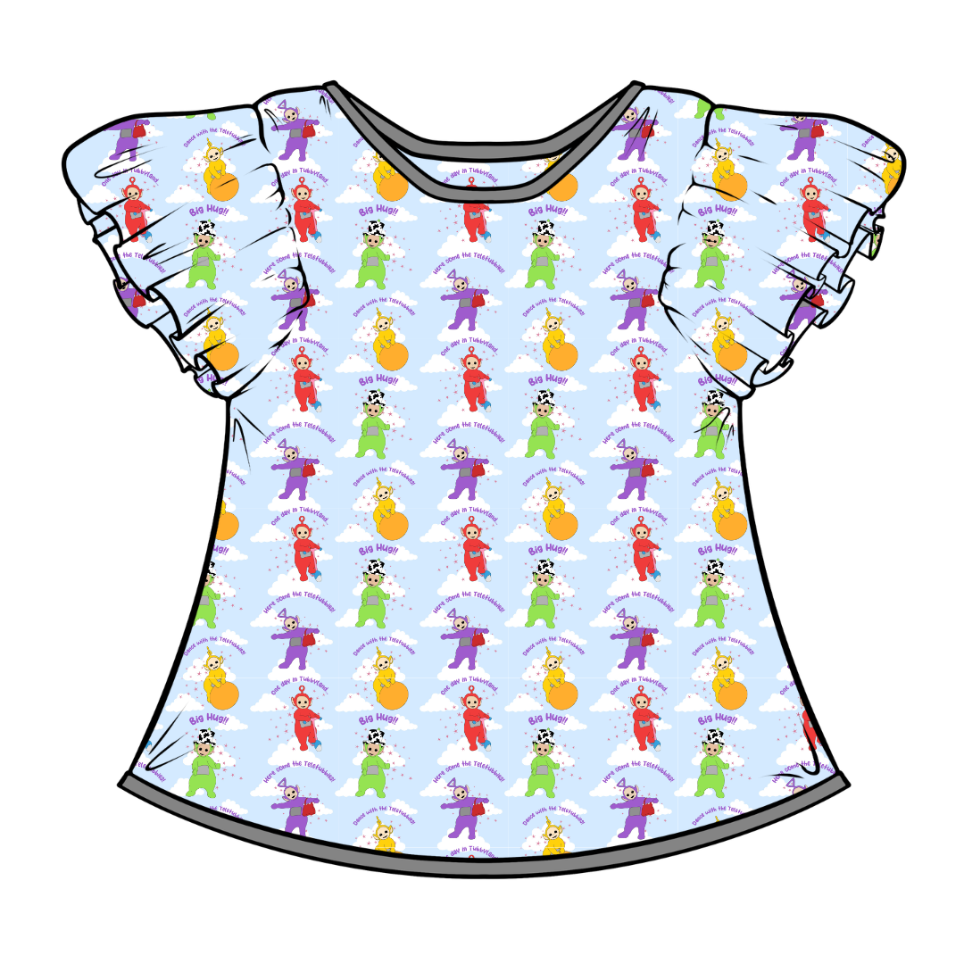 Big Hug - Moon Short Sleeve Flutter Bamboo Shirt - PRE ORDER