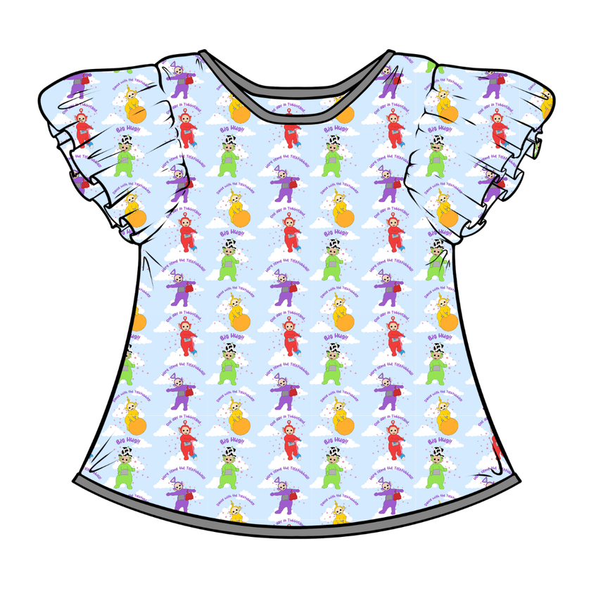 Big Hug - Moon Short Sleeve Flutter Bamboo Shirt - PRE ORDER