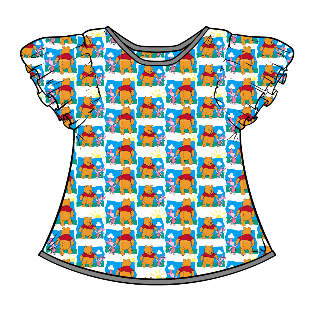 Best Friends  - Moon Short Sleeve Flutter Bamboo Shirt - PRE ORDER