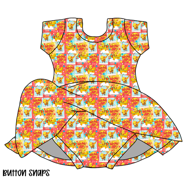 Retro Robot Adventures Chic Short sleeve Skirted Leotard Knit - PRE ORDER