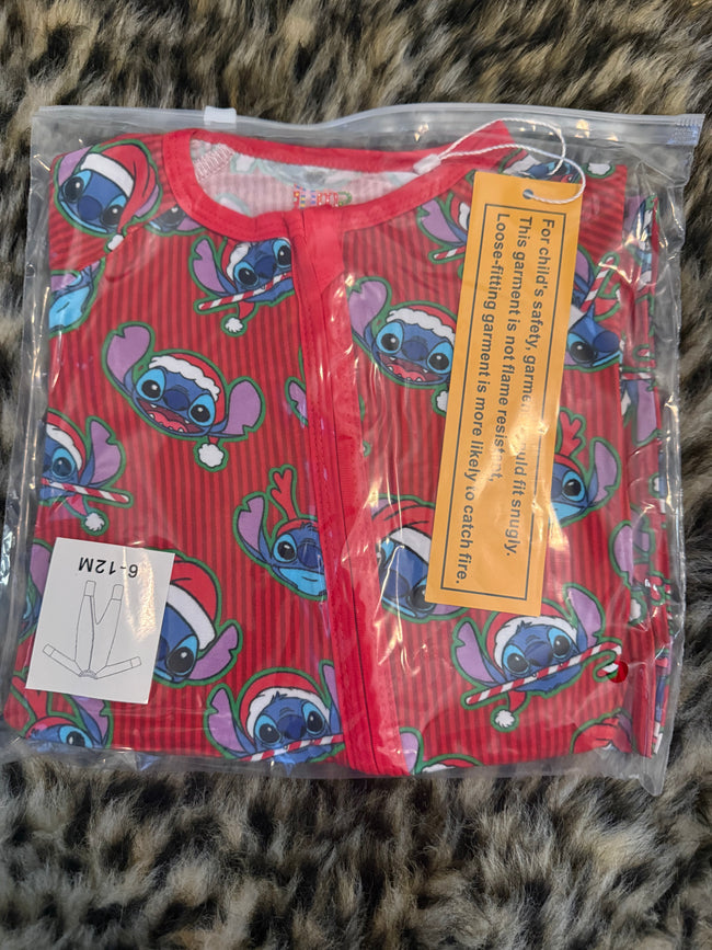 Blue Alien Christmas - Dreamland Long Sleeve Sleeper - Bamboo - Ready to Ship Christmas