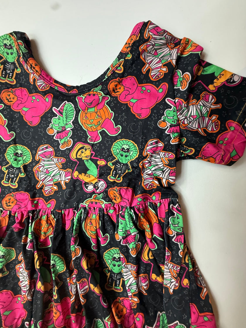 DINO BOO BASH - SIERRA SHORT SLEEVE TWIRL DRESS - KNIT