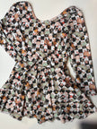 GREEN GUY CHECKERED - LONG SLEEVE SKIRTED LEO - KNIT