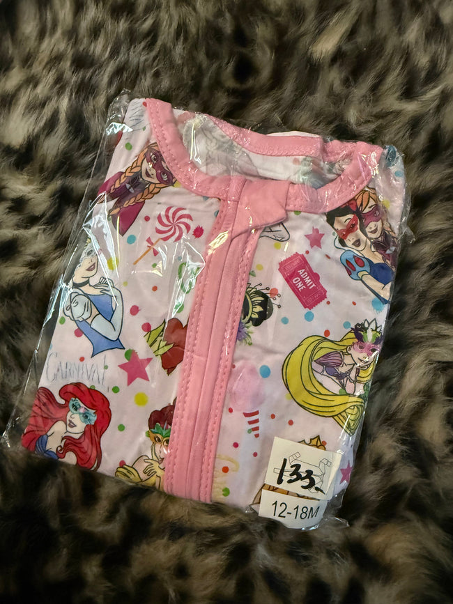 133 .CARNIVAL PRINCESS DREAMLAND LONG SLEEVE SLEEPER - Bamboo - 12/18M