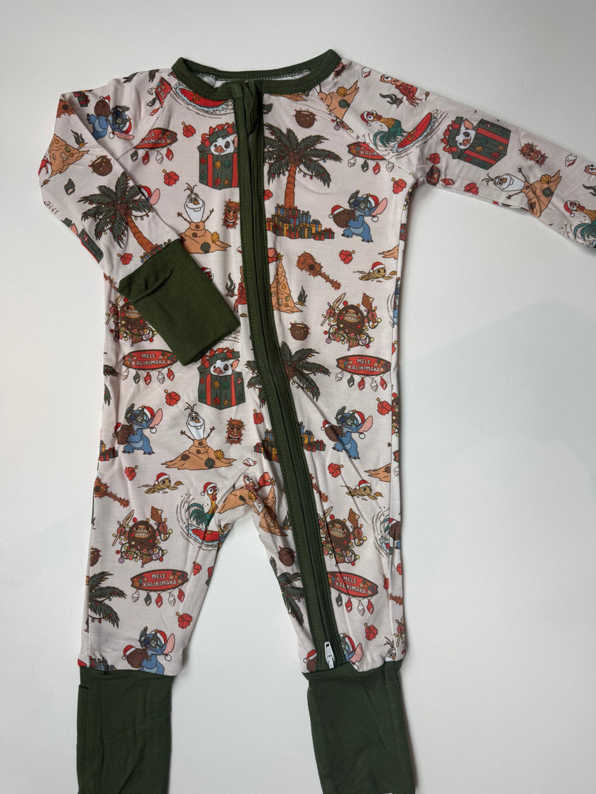 XMAS AT THE BEACH - DREAMLAND LONG SLEEVE SLEEPER - BAMBOO