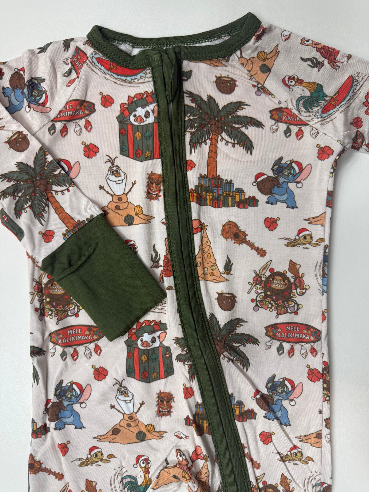 XMAS AT THE BEACH - DREAMLAND LONG SLEEVE SLEEPER - BAMBOO