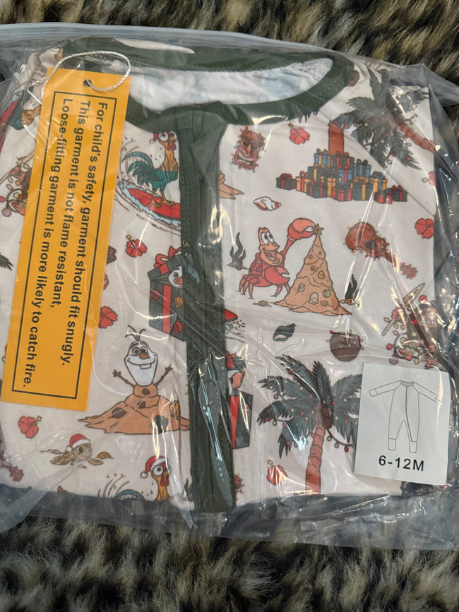 Christmas at the Beach - Dreamland Long Sleeve Sleeper - Bamboo - Ready to Ship Christmas
