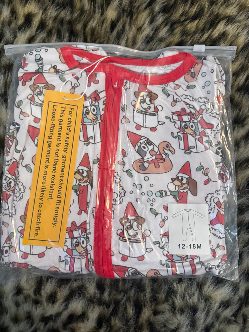 Heeler Christmas - Dreamland Long Sleeve Sleeper - Bamboo - Ready to Ship Christmas