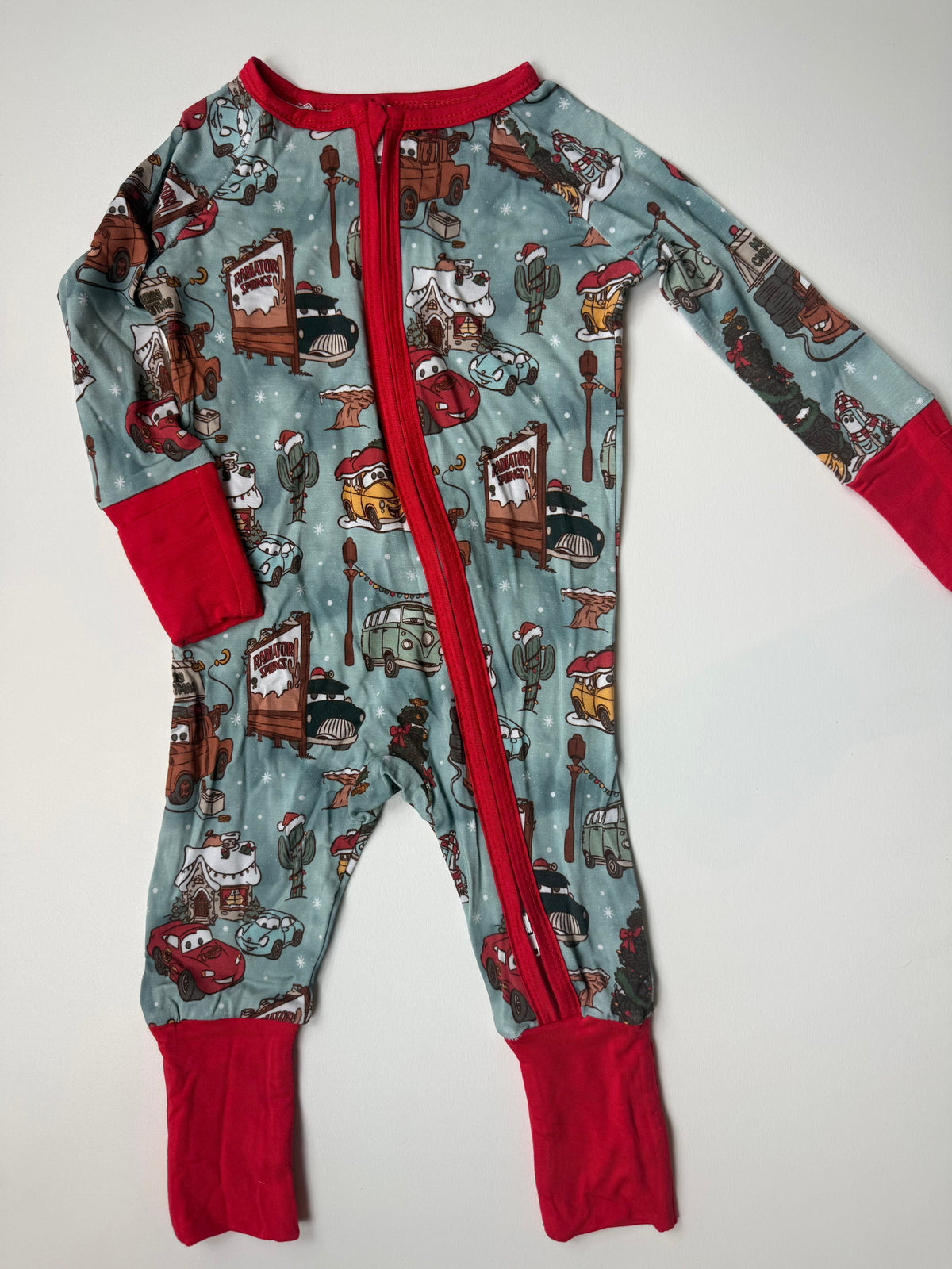 XMAS CARS - DREAMLAND LONG SLEEVE SLEEPER - BAMBOO