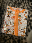 90. ORANGE RETRO MOUSE DREAMLAND LONG SLEEVE SLEEPER - Bamboo - NEWBORN