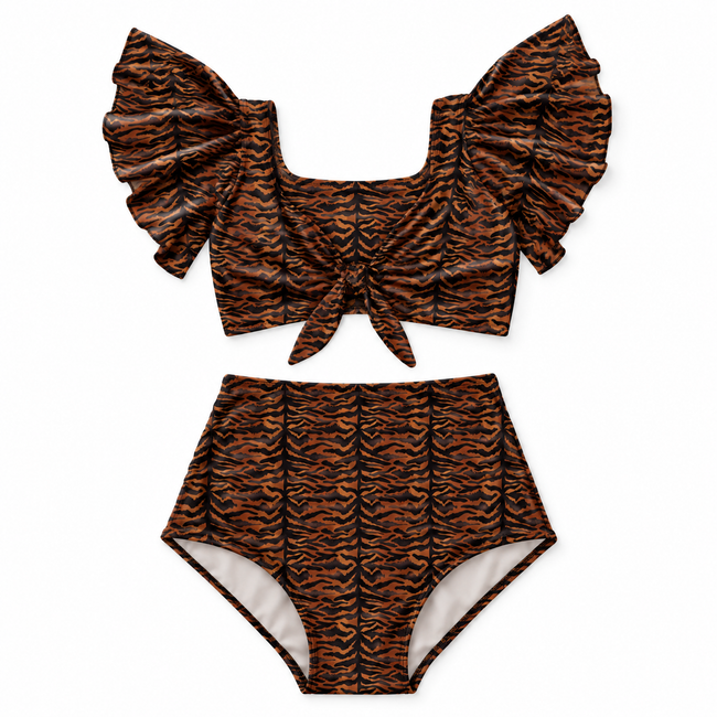 Retro Robot Adventures Flutter Sleeve Two-Piece Swim - Pre Order